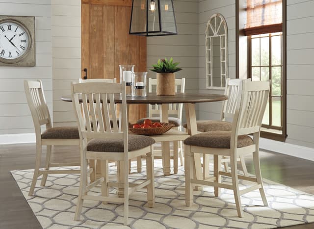 Signature Design by Ashley® Bolanburg 5 Piece Brown/White Dining Set with Round Drop Leaf Counter Table-0