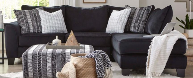 Albany Industries 374 2-Piece Groovy Black Sectional-0