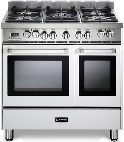 Verona 36 Free Standing Dual Fuel Double Oven Range White