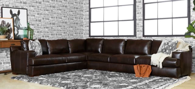 Klaussner® Sassari Brown Lyon Leather 2 Piece Sectional-0