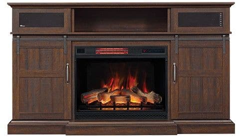 Classic Flame® Manning Saw Cut Espresso TV Stand with Bluetooth Speakers and Fireplace Insert-0
