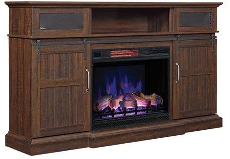 Classic Flame® Manning Saw Cut Espresso TV Stand with Bluetooth Speakers and Fireplace Insert-1