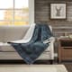 Olliix by Woolrich Brewster Blue Softspun Down Alternative Filled Throw-2