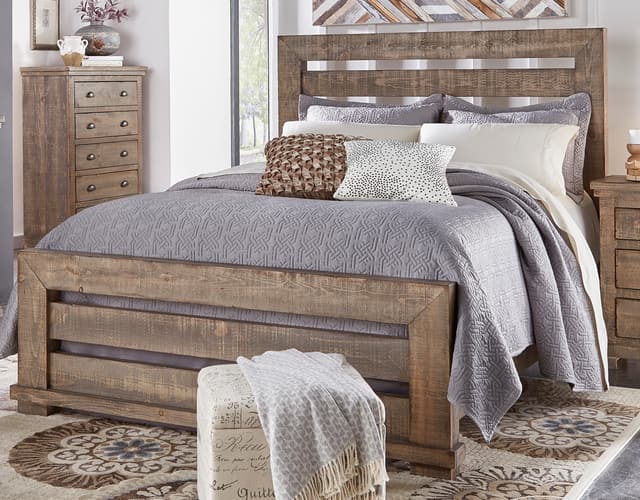 Progressive® Willow Weathered Gray Queen Slat Bed-0