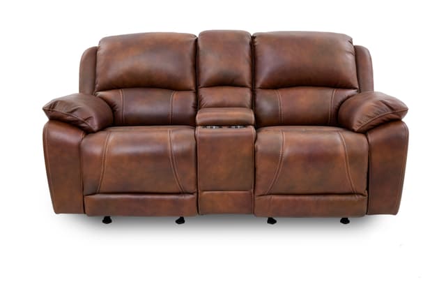 Cheers Leather Power Headrest Reclining Console Loveseat-0