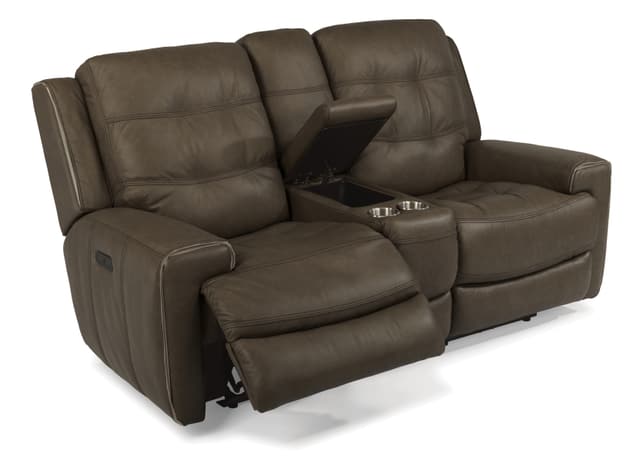 Flexsteel® Wicklow Gray Power Reclining Loveseat in 326-70-0