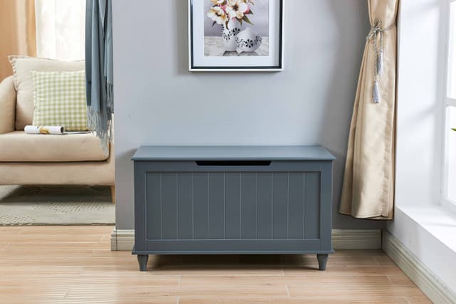 Milton Green Stars Gray Lift Top Storage Bench-1