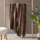Olliix by Madison Park Zuri Tan 60x70" Polyester Faux Tip Dyed Brushed Long Fur Throw-1
