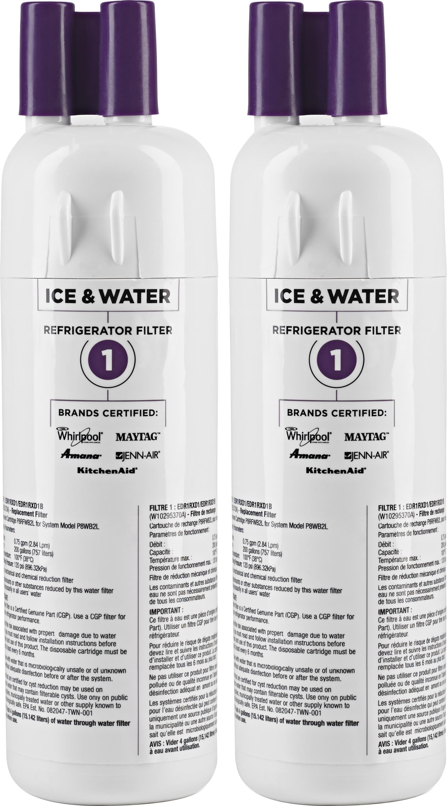 Whirlpool® EveryDrop™ Ice And Water Refrigerator Filter 1 2-Pack ...