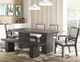 Steve Silver Co.® Mila Washed Grey Dining Room Group with FREE Bench-MI500TT+TB+2XS+2XA+BNT+BNB-0