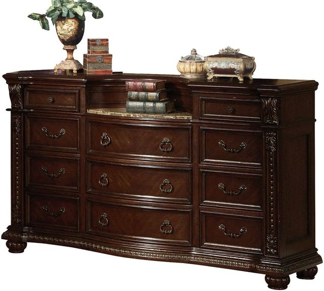 Acme Furniture Avondale Cherry Oak Marble Top Dresser 10315