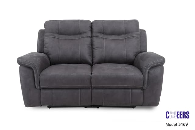 Cheers Gray Dual Power Reclining Loveseat with Power Headrest-0