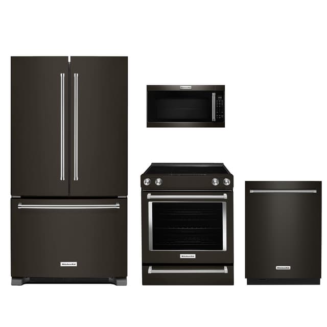 KitchenAid® 4 Piece PrintShield™ Black Stainless Steel Kitchen Package