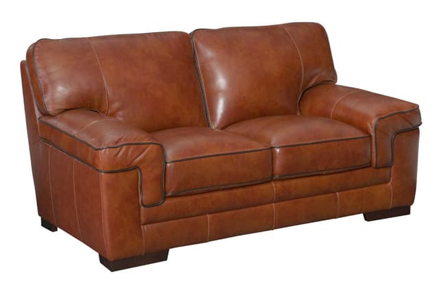 Simon Li™ Macco Stampede Chestnut Leather Loveseat-0