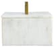 A & B Home White Marble Box with Brass Handle-2