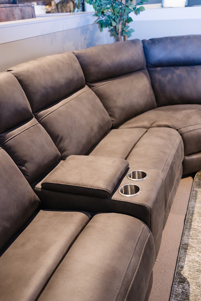 GRAY SUEDE RECLINING SECTIONAL 6 PC-2