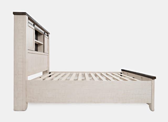 Jofran Inc. Madison County Vintage White King Barn Door Storage Bed-4