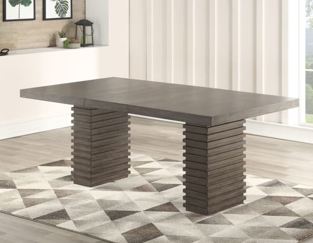Steve Silver Co.® Mila Washed Grey Dining Room Group with FREE Bench-MI500TT+TB+2XS+2XA+BNT+BNB-4