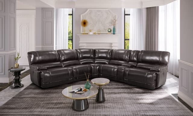 Cheers Leath-Aire Walnut 6 Piece Reclining Sofa-0