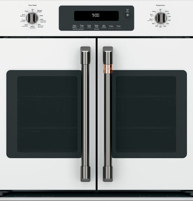 Cafe 30 Matte White French Door Electric Single Oven Built In