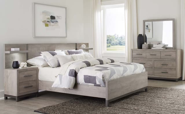 Homelegance® Zephyr Gray 3 Piece Eastern King Bed and 2 LED Night Stand Set-0