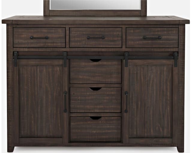 Jofran Inc. Madison County Barnwood Door Dresser and Mirror-2