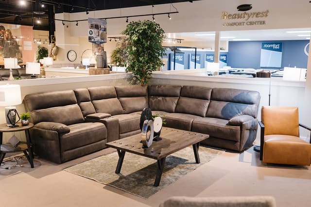 GRAY SUEDE RECLINING SECTIONAL 6 PC-0