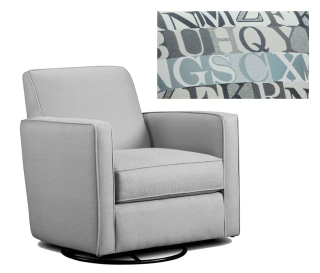 Fusion Furniture 402-G Anecodote Blue Swivel Glider with Track Arms-0
