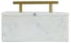 A & B Home White Marble Box with Brass Handle-1