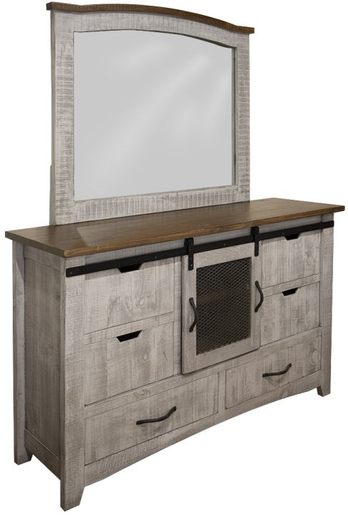 International Furniture© Pueblo Gray Dresser and Mirror-0