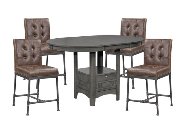 Coaster® Lavon Medium 5-Piece Grey Counter Height Table with 4 Industrial Stools-0