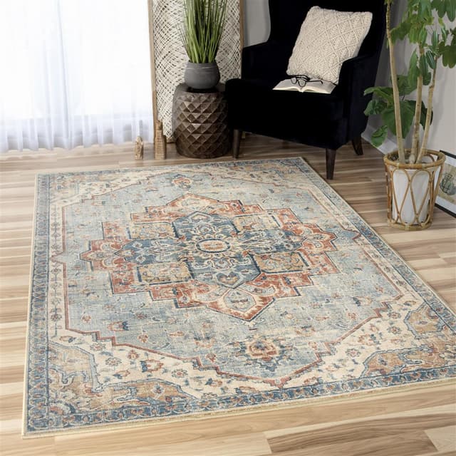 Orian King Fisher Pale Blue 5' x 8' Rug-1