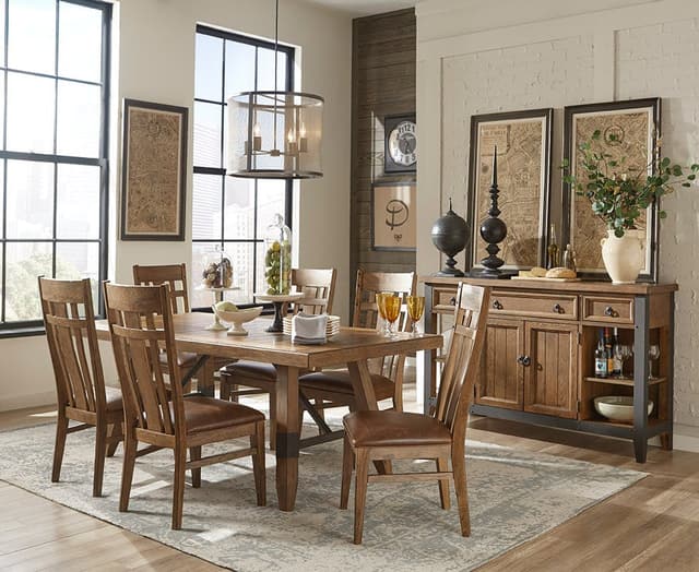 Intercon River Weathered Saddle Trestle Table 7 Piece Dining Set-0