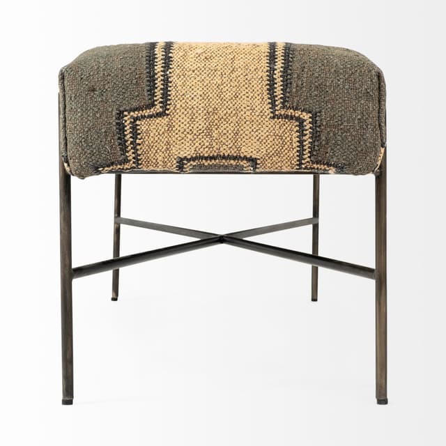 Mercana Avery Rustic Patterned Fabric Bench-2
