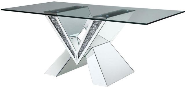 Acme Furniture Nie Mirrored Faux Diamonds Clear Glass Dining Acme Furniture Nie Mirrored Faux