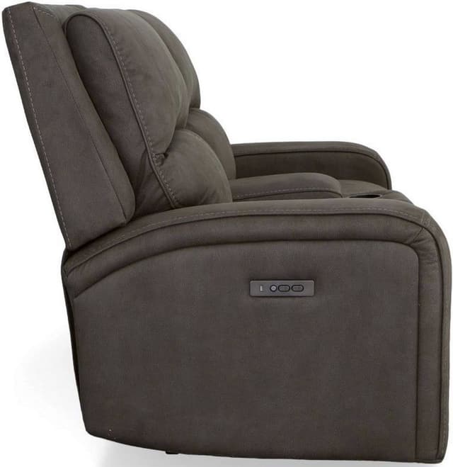 Flexsteel® Nirvana Grey Power Reclining Loveseat with Console and Power Headrests-3