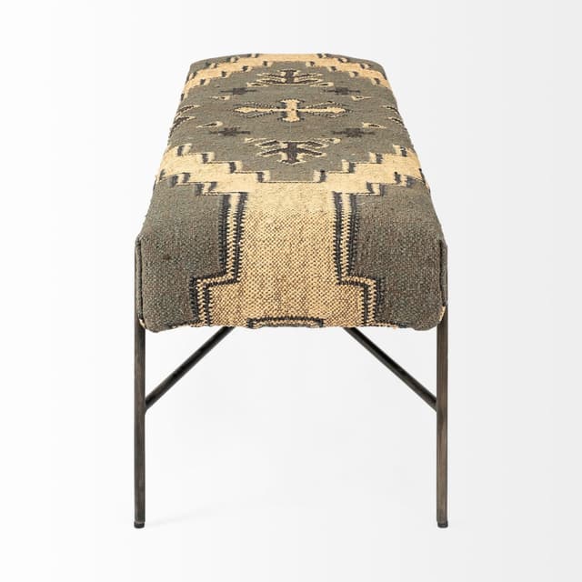 Mercana Avery Rustic Patterned Fabric Bench-1