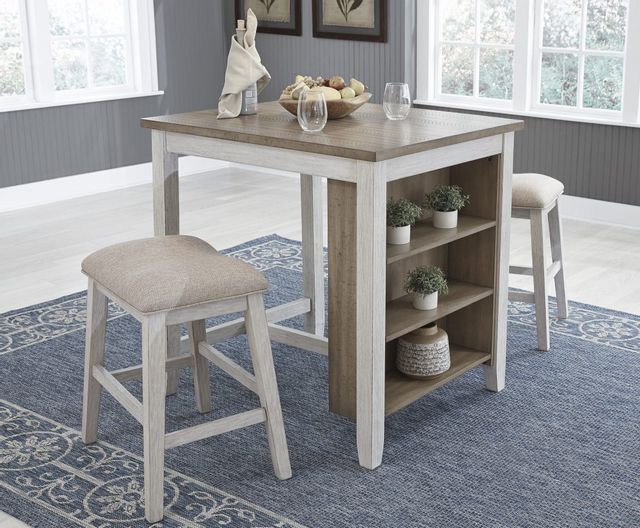 Signature Design by Ashley® Skempton 3 Piece White/Light Brown Counter Height Dining Table