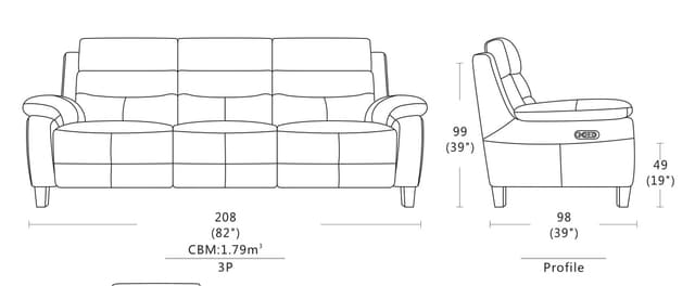 Violino 32946 Fabric Power Reclining Sofa with Power Headrest-2