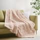 Olliix by Madison Park Claire Luxury Basketweave Blush Faux Fur Throw-4