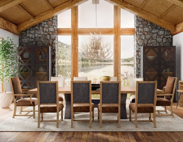 Hooker® Furniture Big Sky Charred Timber/Vintage Natural Dining Table & 6 Chairs-0