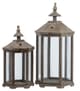 A & B Home Graca 2-Piece Clear/Black Polygon Temple Lantern Set-0