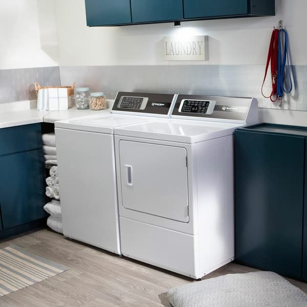 Speed Queen DR7 7.0 Cu. Ft. White Front Load Electric Dryer Laundry Room Featuring a Speed Queen DR7 7.0 Cu. Ft. White Front Load Electric Dryer
