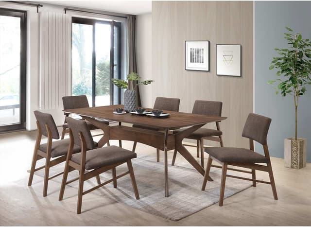 Elements International Razor Walnut 5 Piece Standard Height Rectangle Dining Set-0