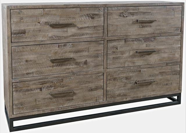 Jofran Inc. East Hampton Distressed Gray Dresser & Mirror Set-3