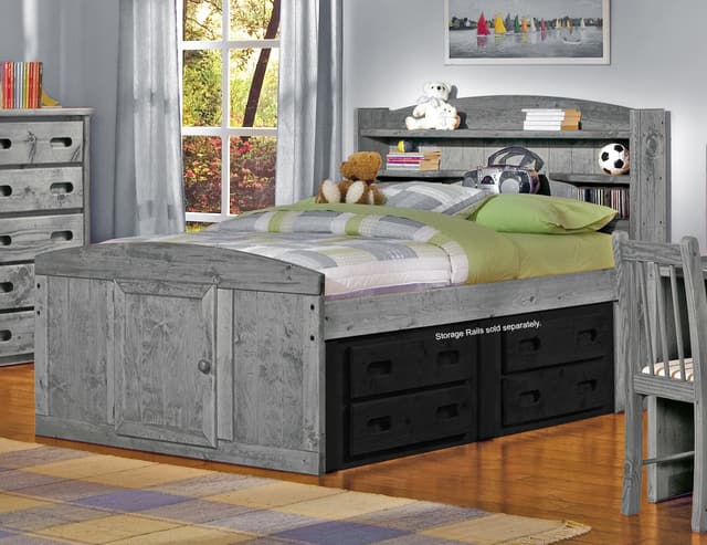 Trendwood Inc. Bunkhouse Palomino Driftwood Bookcase Full Youth Bed-0