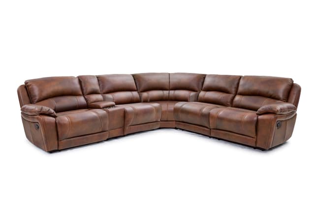 Cheers 6-Piece Leather Power Headrest Reclining Sectional-0