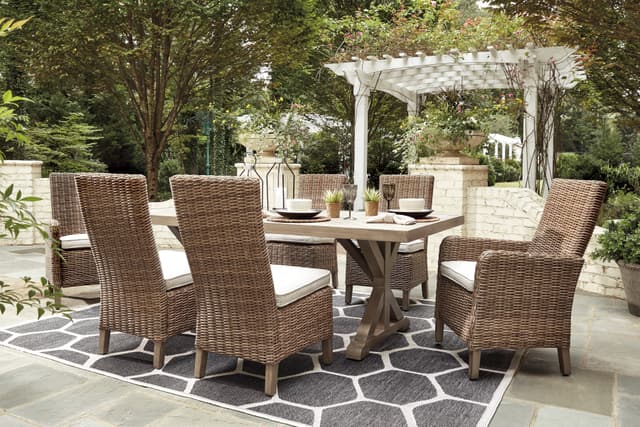 Signature Design by Ashley® Beachcroft Outdoor Beige Dining Table, 2 Side Chairs and 2 Arm Chairs-0