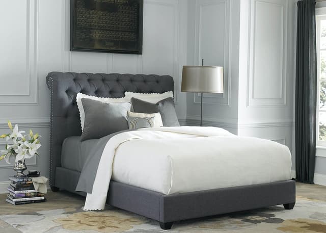 Liberty Furniture Upholstered King Chesterfield Sleigh Bed-0