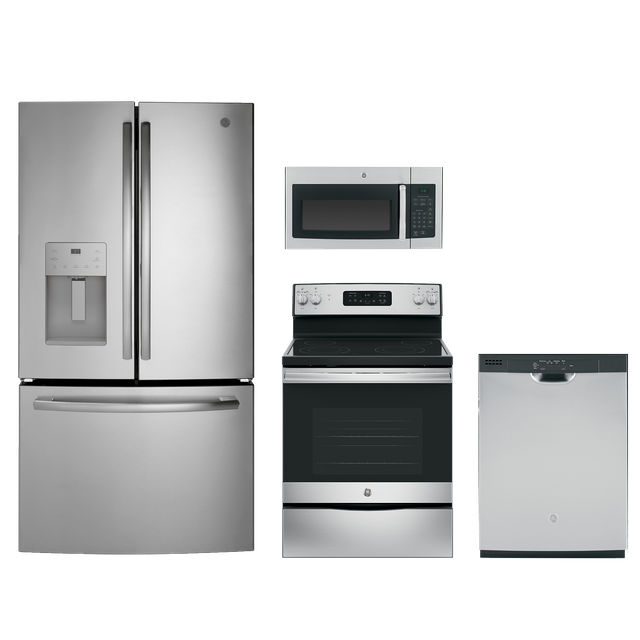 Ge 4 Piece Kitchen Package Stainless Steel Gekitgfe26jsmss